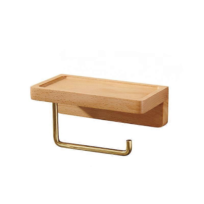 Toilet Roll Holder with Shelf - Toilet Roll Holder Without Drilling - Wood - Self-adhesive - Toilet Paper Holder - Toilet Roll Holder - Toilet Roll H