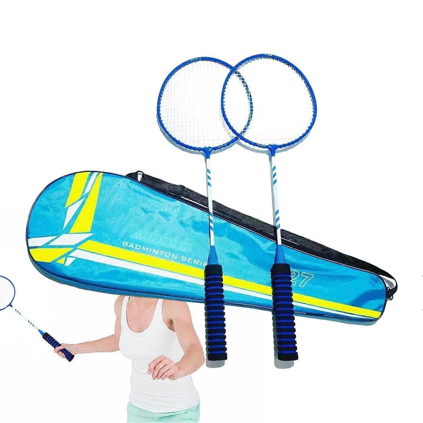 Badminton Racket Set For Two Players, Non Slip Grip, Aluminum Shafts, Durable Lightweight Rackets For Adults And Kids