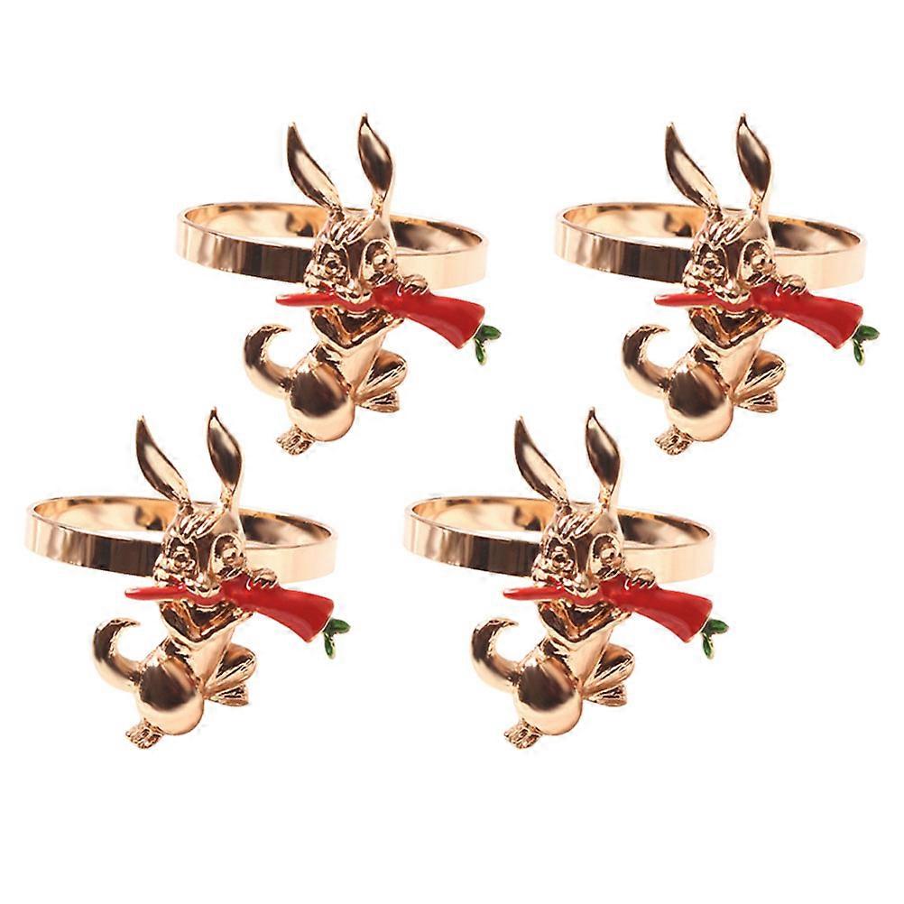 Rabbit Design Napkin Ring Bunny Napkin Buckles Home Decoration 4.3X3.8X3CM 4Pcs
