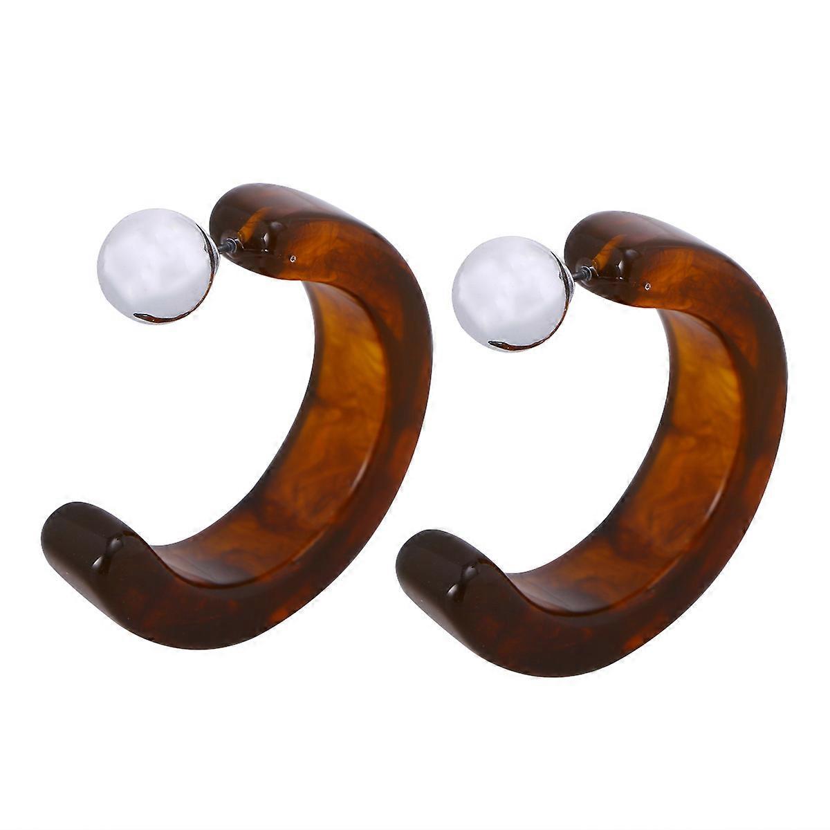 Ethnic Earrings For Women Stylish Vintage Simple Elegant Dark Coffee 3.80X4.00X1.00CM Resin Charming 1Pair