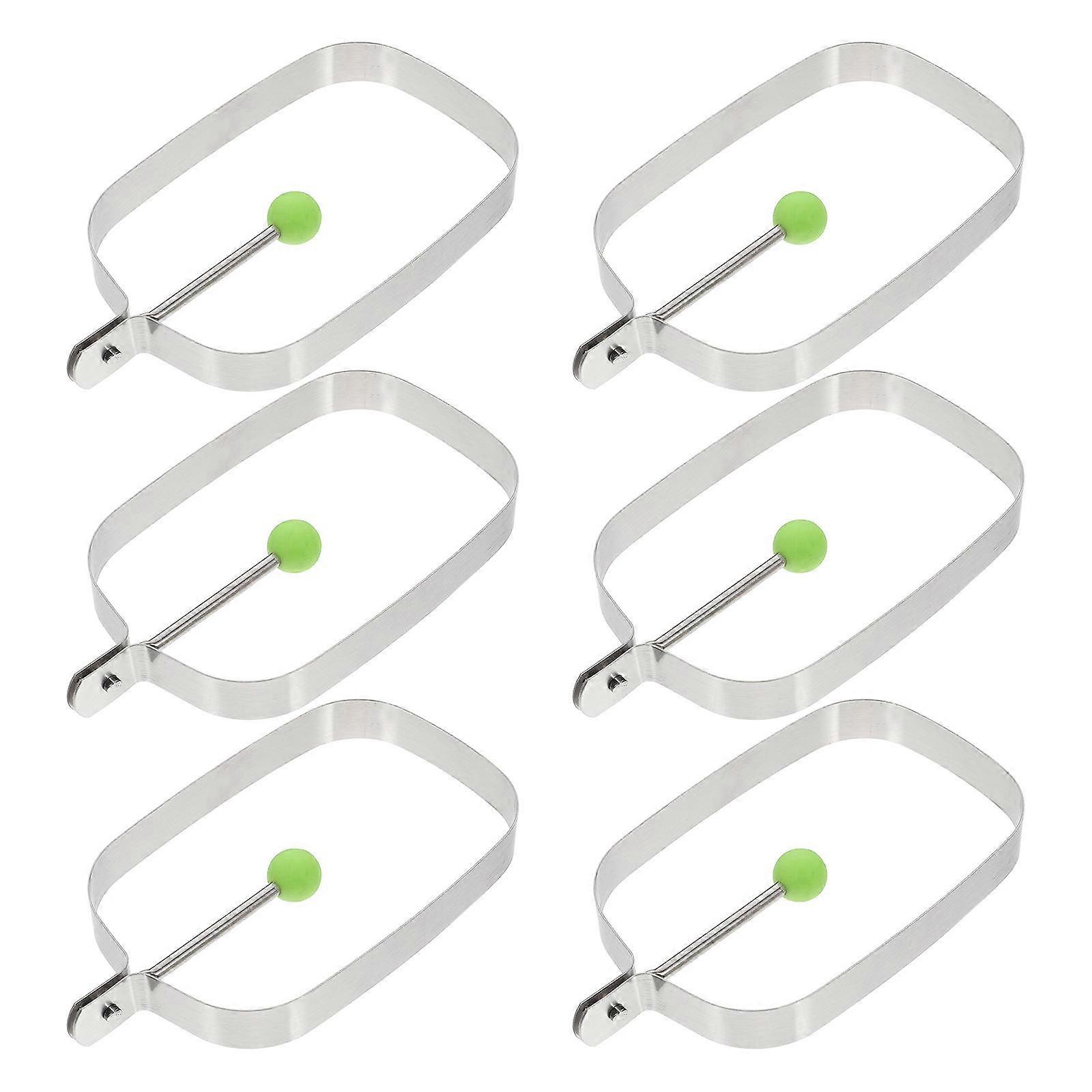 Stainless Steel Egg Frying Molds Square Shape Non-Stick Cooking Tools 13.5X13.5X8CM Silver 6Pcs