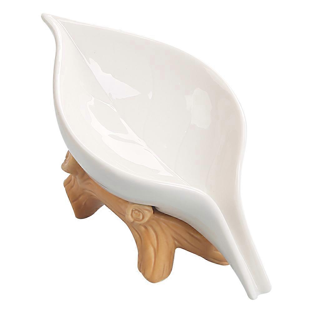 Ceramic Soap Holder Tray for Bathroom with Tilted Drainage Design White Compact Size