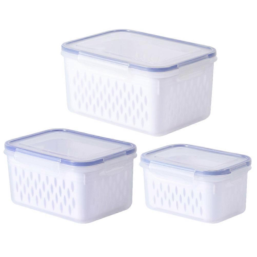 Fruit Organizer Multi-Function Food Container For Fridge Home Users Blue 22.5X16X11.3CM Airtight 3Pcs