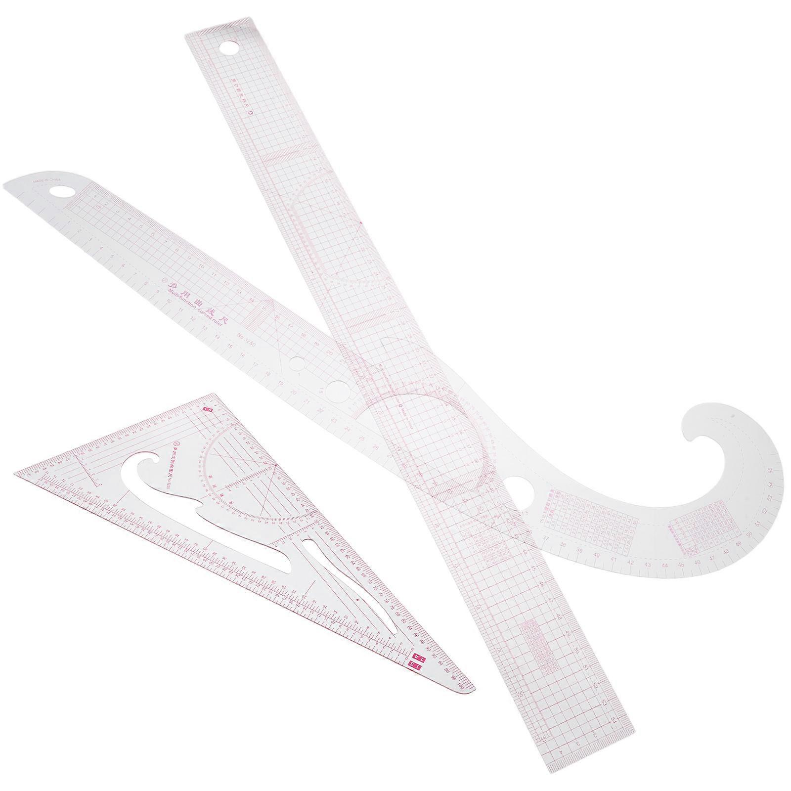 Quilting Rulers Tailor Craft Tools Garment Making Rulers for Home and Commercial Use Transparent 3Pcs