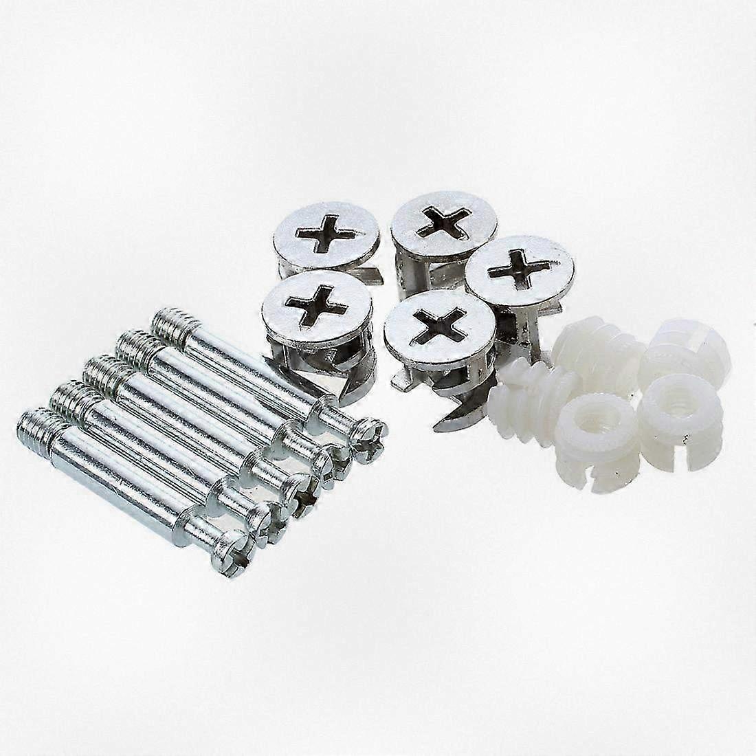 Furniture Cam Lock Fitting with Dowel and Pre-Inserted Nut, Heavy Duty Cabinet Hardware Connector Set of 5 for DIY Woodworking Projects