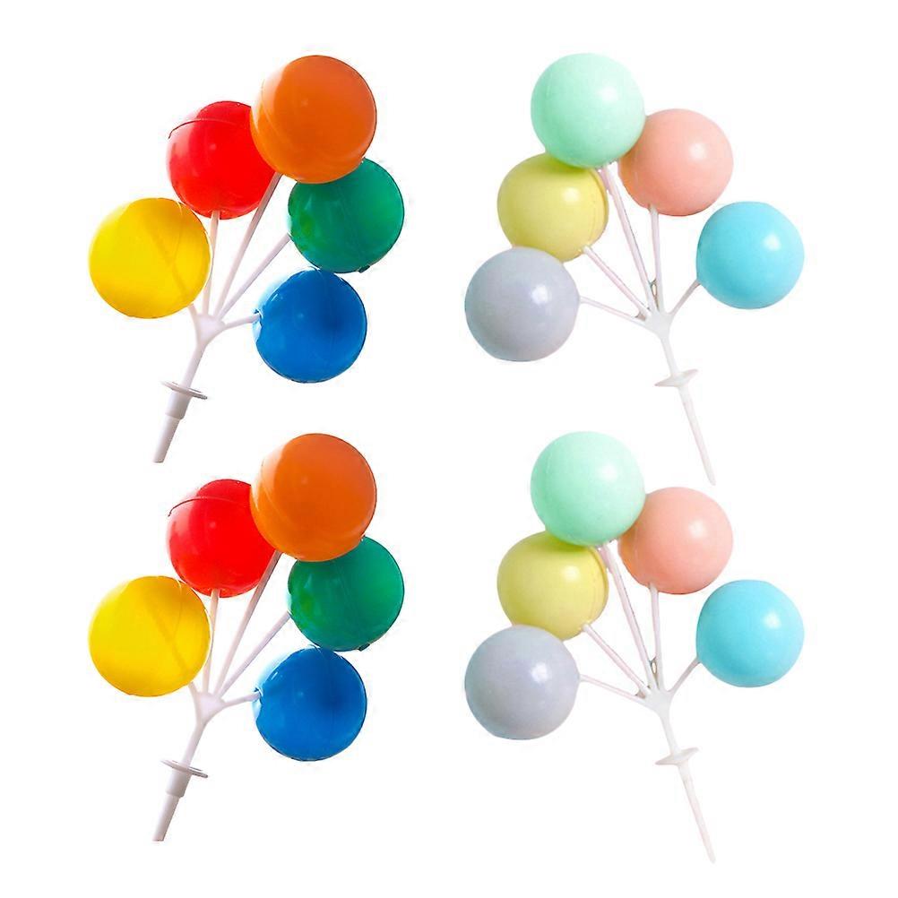Assorted Color Balloon Cake Picks for Decor Plastic Dessert Topper 4pcs