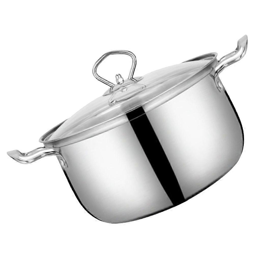 Pot For Kitchen Soup Pot Anti-Overflow Silver Round Design 1Pcs