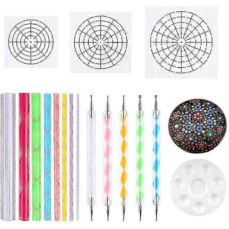 Mandala Dotting Stencil Tools Rock Painting Kit Ball Stylus Dotting Tools Include Stencil, Paint Tr