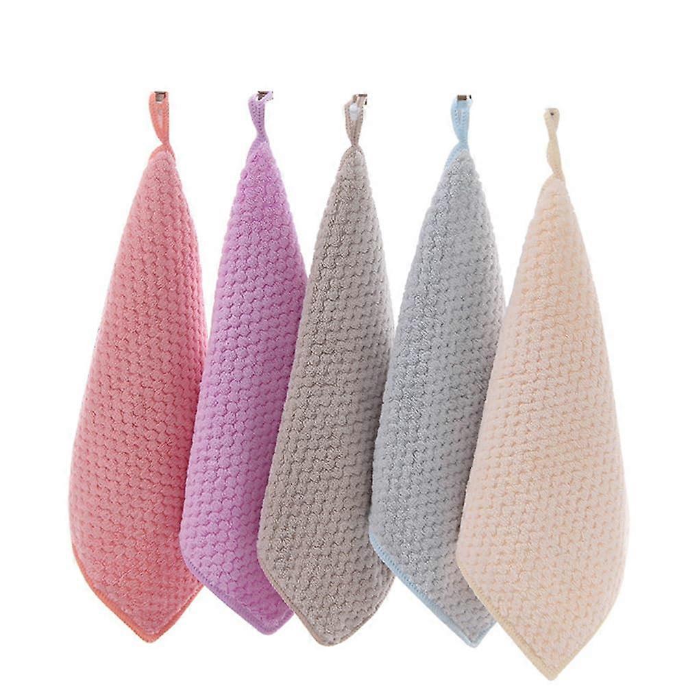 5 x Absorbent, Soft, Dry Towel Set, Light Spring,s, Fleece Kitchen Towel, Microfibre