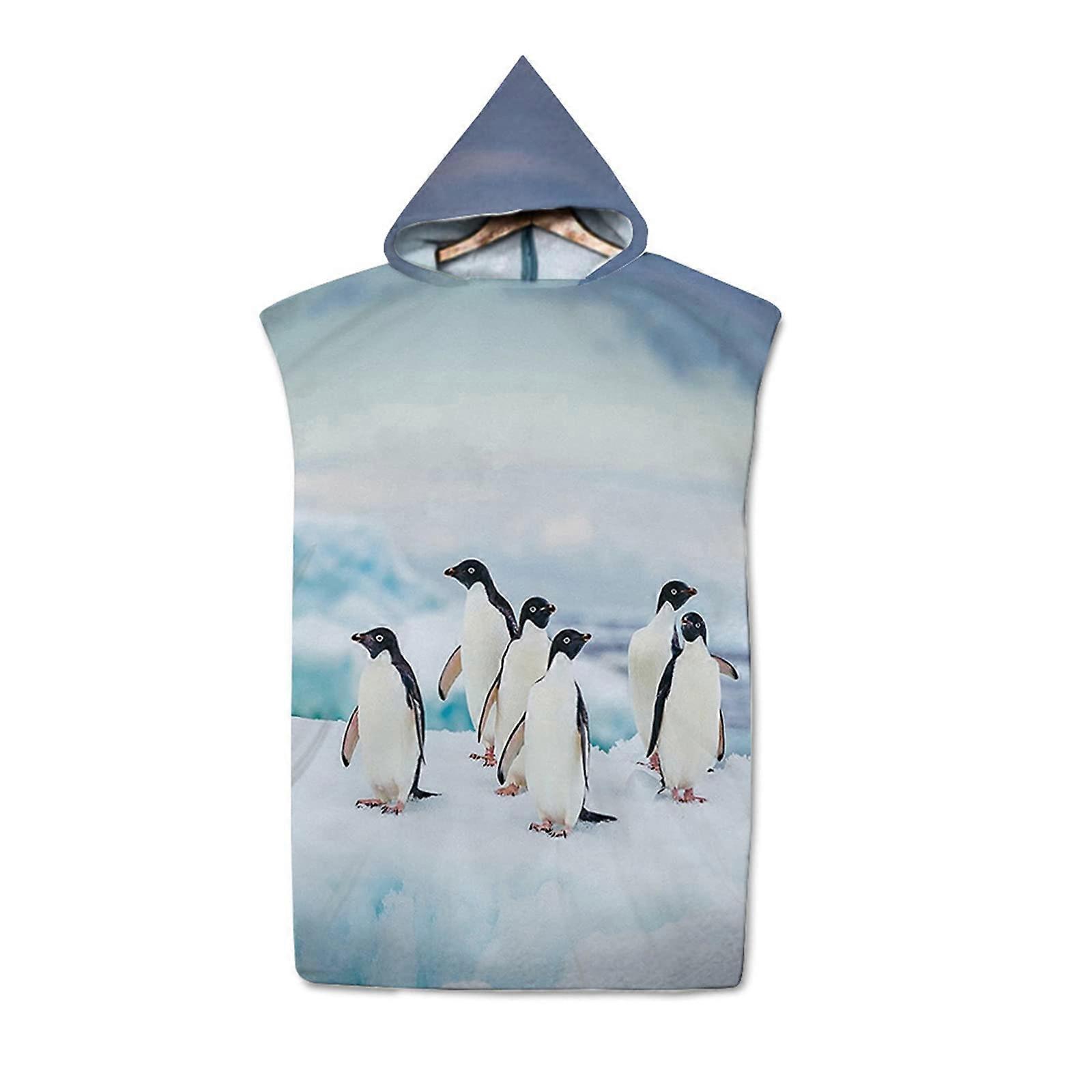 Beach Bath Poncho, 3D Animal Towel with Hood, QuickDrying, Microfibre (75x110cm Penguin) Ref: 2419