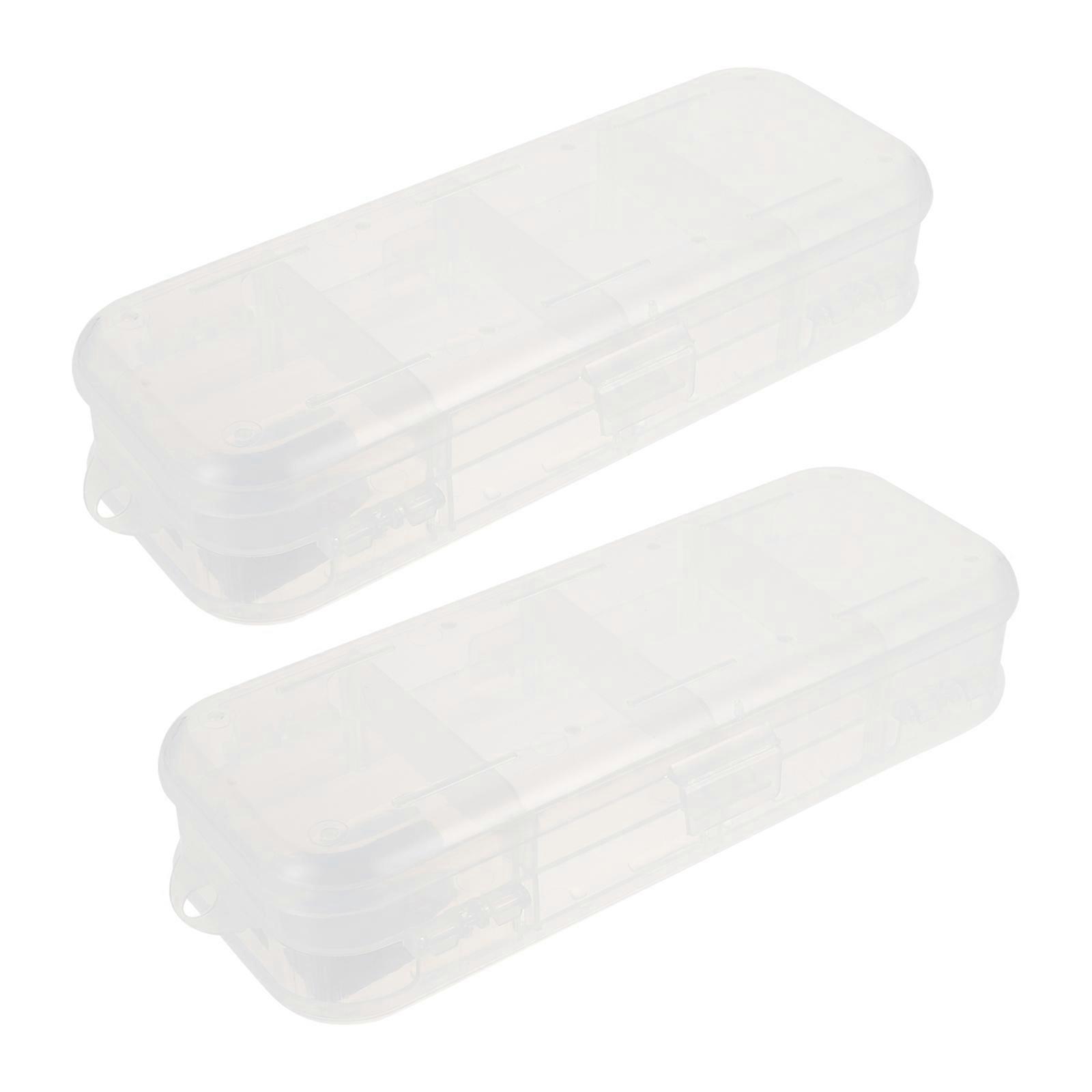 Transparent Double Layer PP Storage Box for Stationery and Makeup Organizer 2PCS