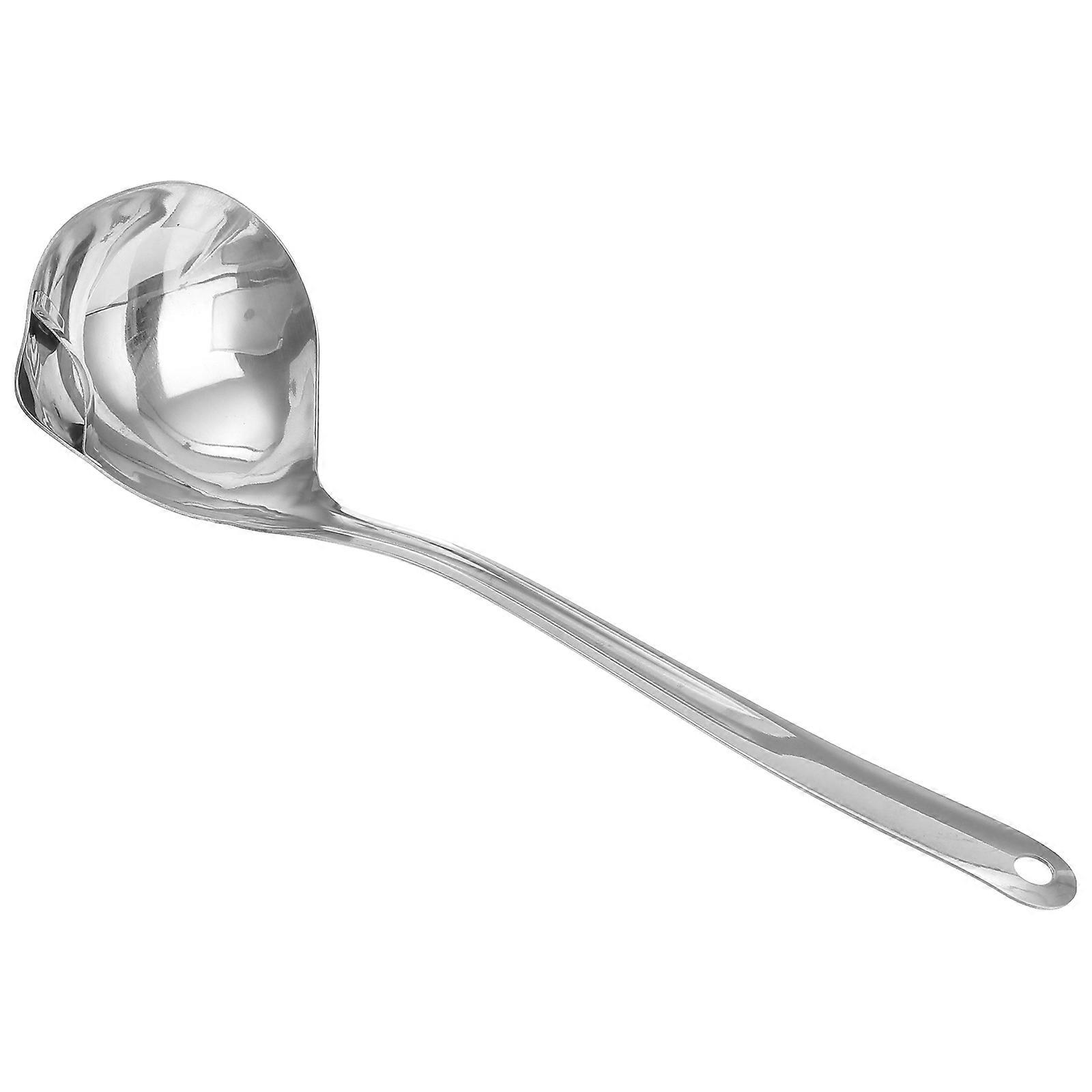 Stainless Steel Oil Filter Spoon with Drip Preventing Nozzle, Long Handle Hotpot Soup Scoop for Efficient Oil Separation and Comfortable Straining