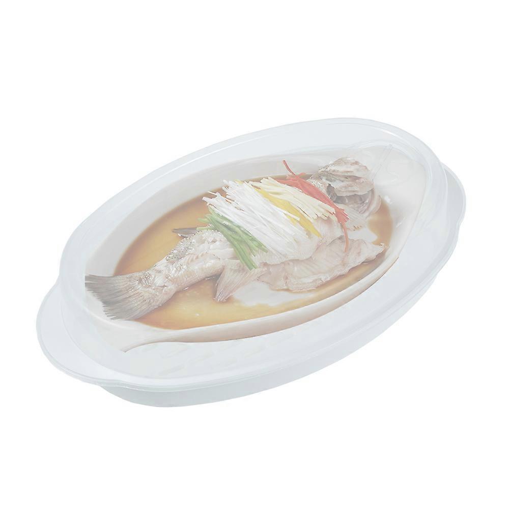 Vegetable Steamer Large Capacity Fish Steamer with Cover Microwave Cooking Home 32.7*16.8*9.5cm 2Pcs