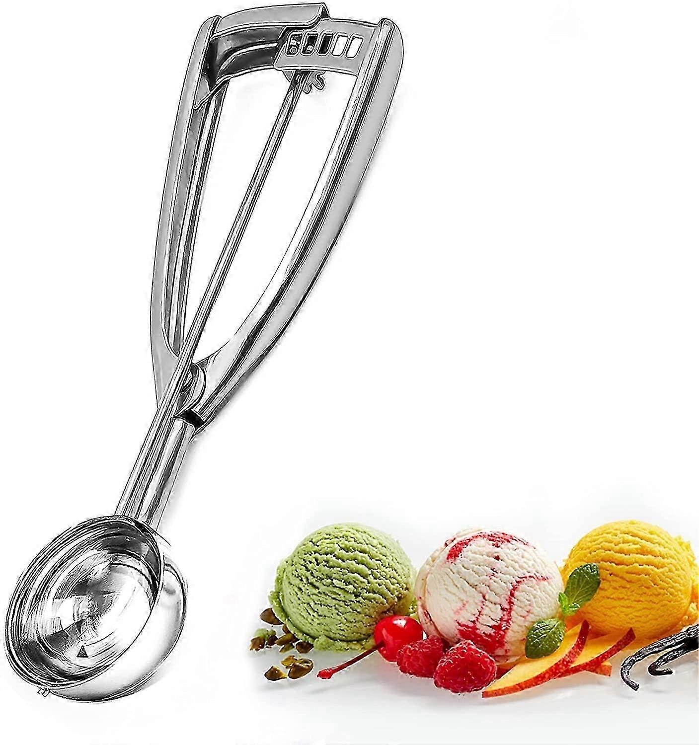 Ice Cream Scoops with Easy Trigger - Large Sized (6.3cm) 304 Stainless Steel Cookie Scoop for Meatballs, Mellon Balls, Mashed Potatoes and Muffins