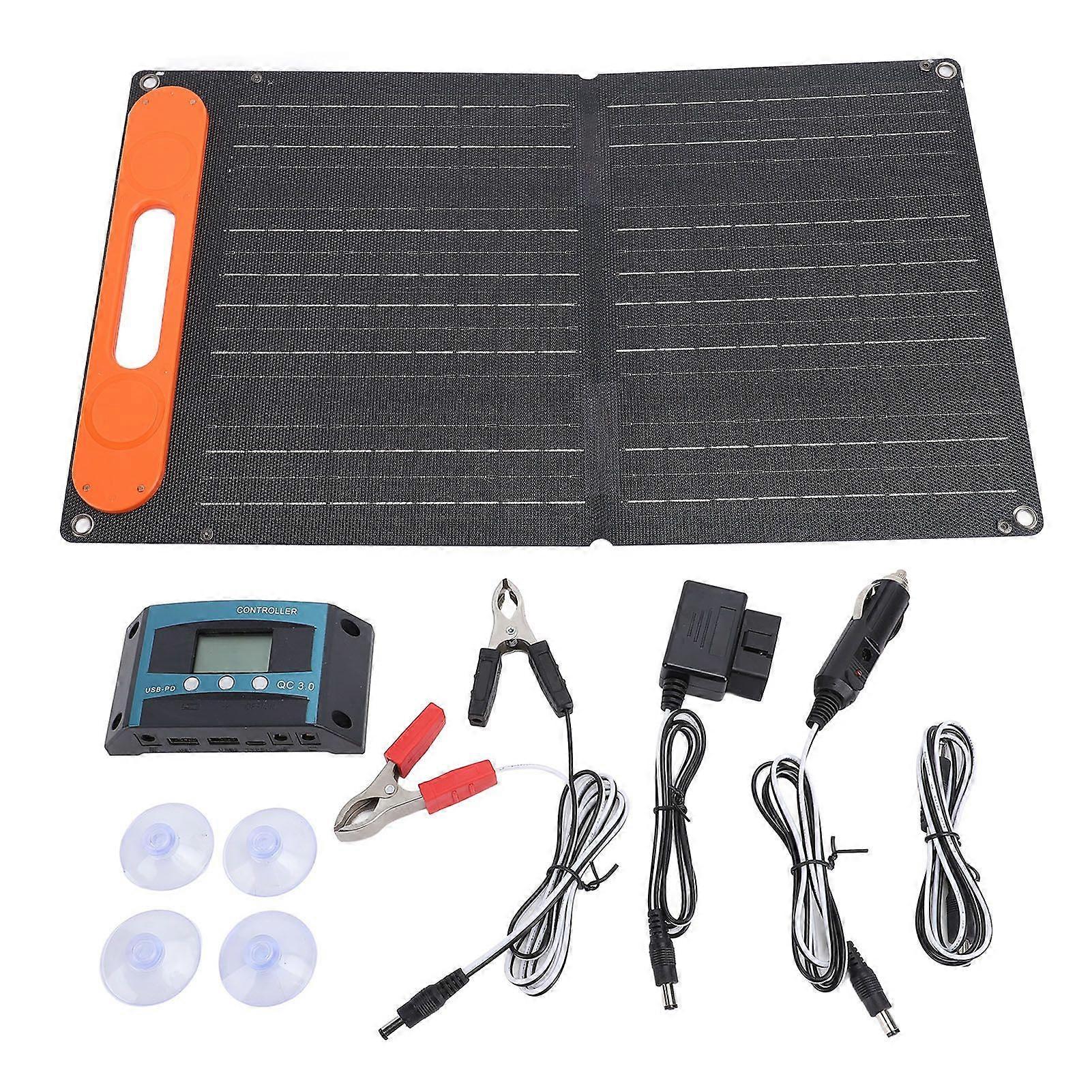 12V 60W Portable Foldable Solar Panel Kit with 30A MPPT Controller Water Resistant Solar Panel Charger for RV Car Yacht Camping MK79726