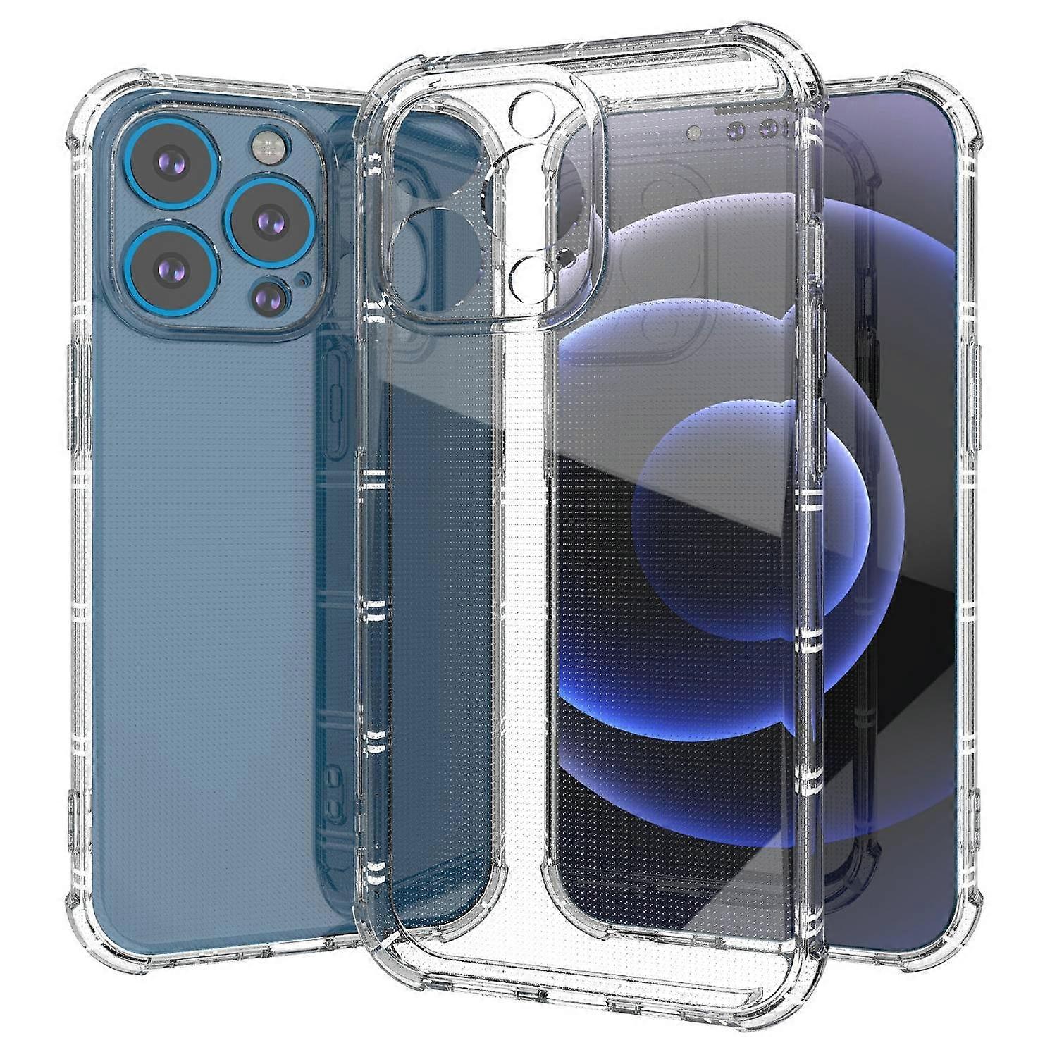 SHANWO For iPhone 13 Pro Case Straight Edge Clear Shockproof TPU Phone Back Cover