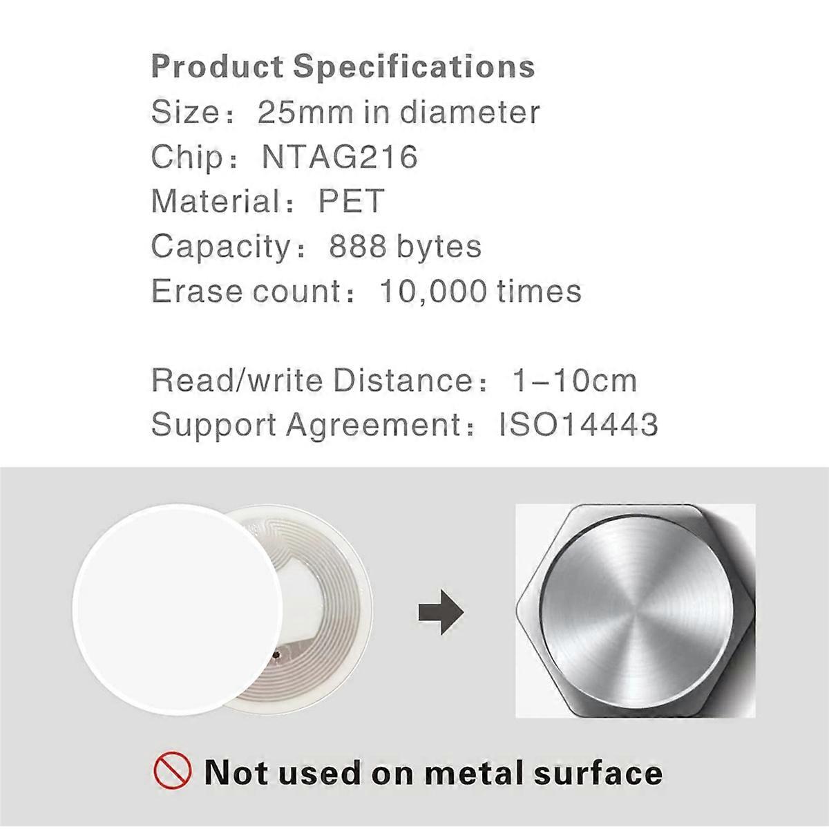 100 autocollants NFC Ntag216