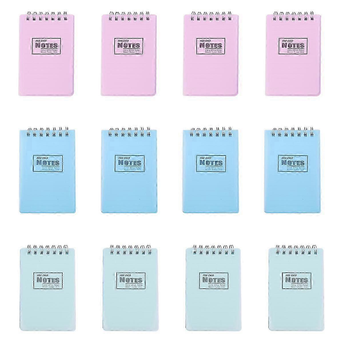 12PCS Upturning Coil Notepad Simple A7 Notebook Creative Stationery Notebook Portable Memo Pad for Home Trip (Random Color)