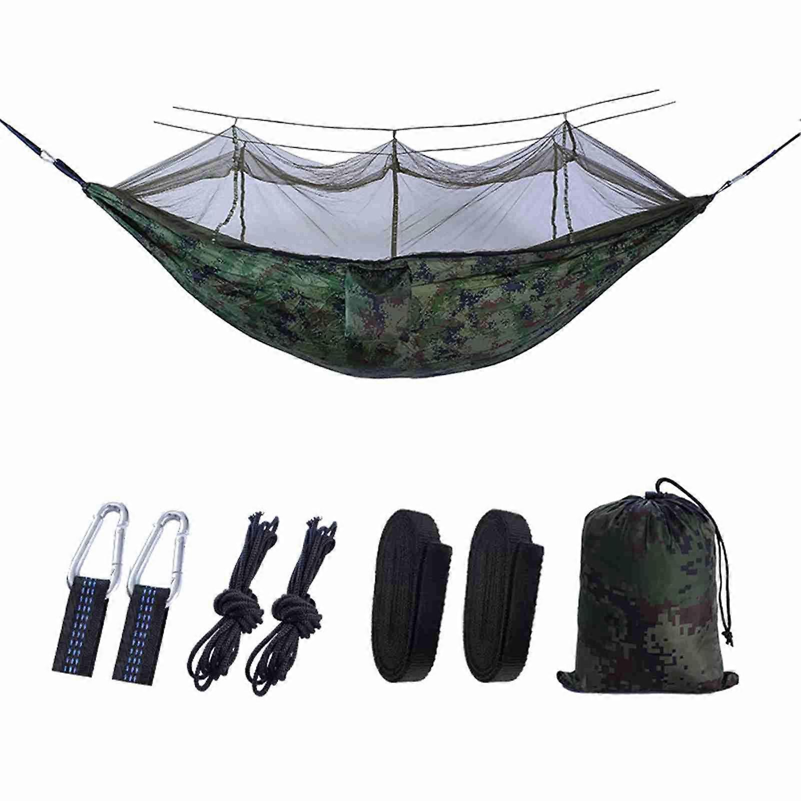 Automatic Quick-opening Hammock with Mosquito Net Outdoor Camping Portable Hammock Anti-rollover Nylon Hammock
