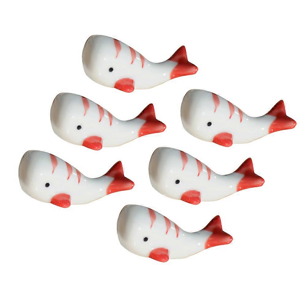 Chopstick Rest Red Creative Ceramic Whale Shape Prevent Rolling Tableware Party 5.2*3cm 6Pcs