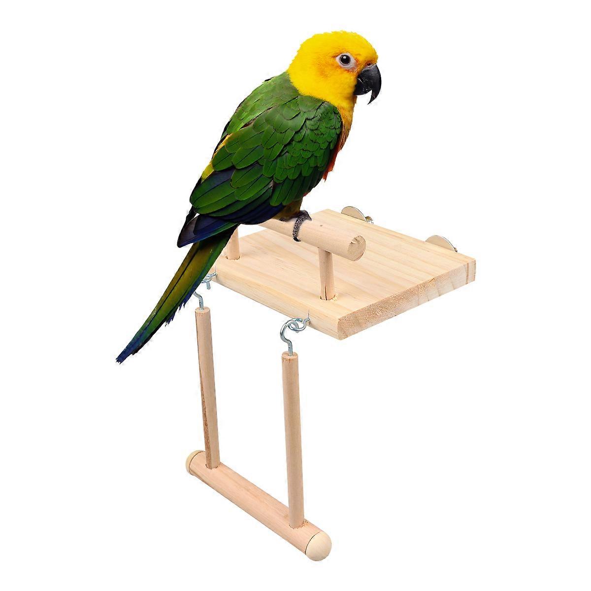 Bird Toy Parrot Standing Rod Swing Toy Funny Wooden Parrot Bite Swing Toy Creative Parrot Climbed Ladder Swing Toy for Bird Owners 1Pc