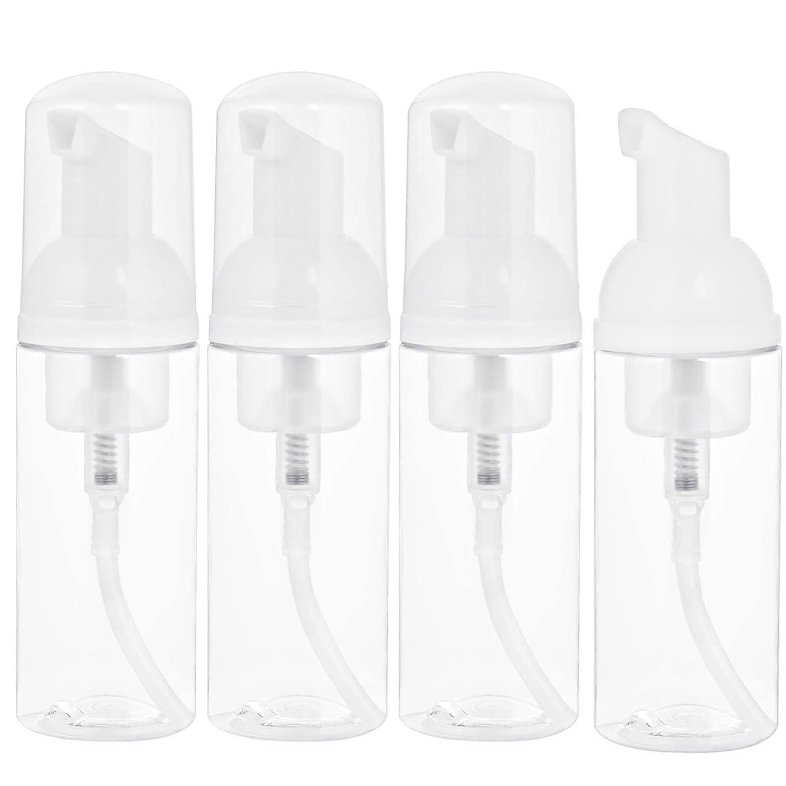 Foam Dispensers Pack of 4, Clear 50ml Travel Size Refillable Foam Soap Pump Bottle for Cosmetics and Travel