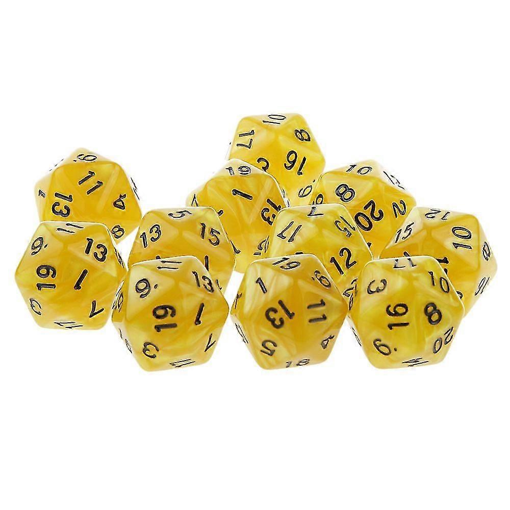 10pcs Twenty Sided Dice D20 Playing D&d Games Rpg Party Dices Yellow