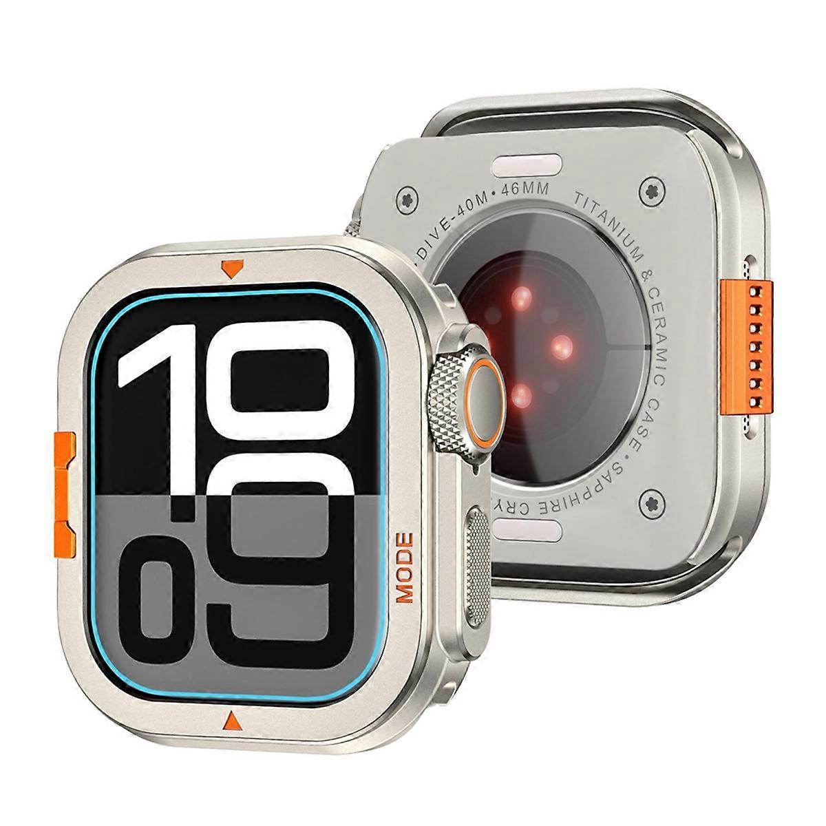 Metal Case for Watch Series 10 46mm Protector Case Turn Bumper Cover with Back Shell for Series 10 Titanium