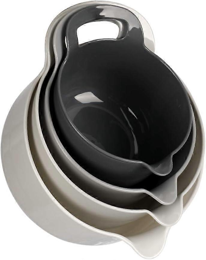 4-Pack Nesting Mixing Bowls with Pour Spout and Handles, BPA-Free, Microwave and Dishwasher Safe (Gray, 4-Pack with Handles)