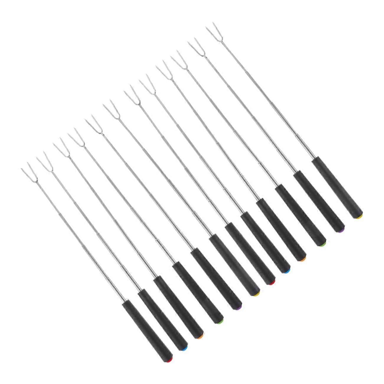 12-Piece Stainless Steel Grill Fork Set for Camping, Hotdog Cooking, Fire Pit Cooking, and Fondue Use
