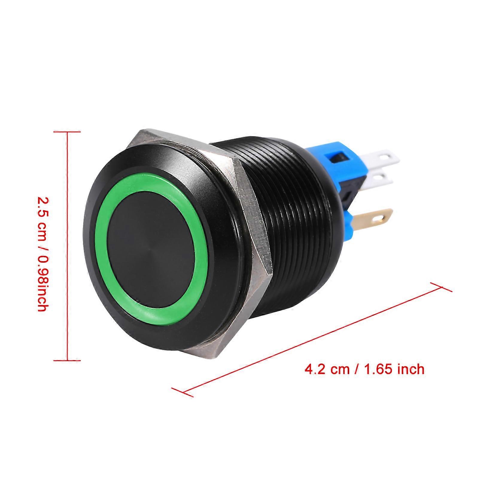 22mm 12V-24V Waterproof Selflocking Latching Push Button Switch Blue LED