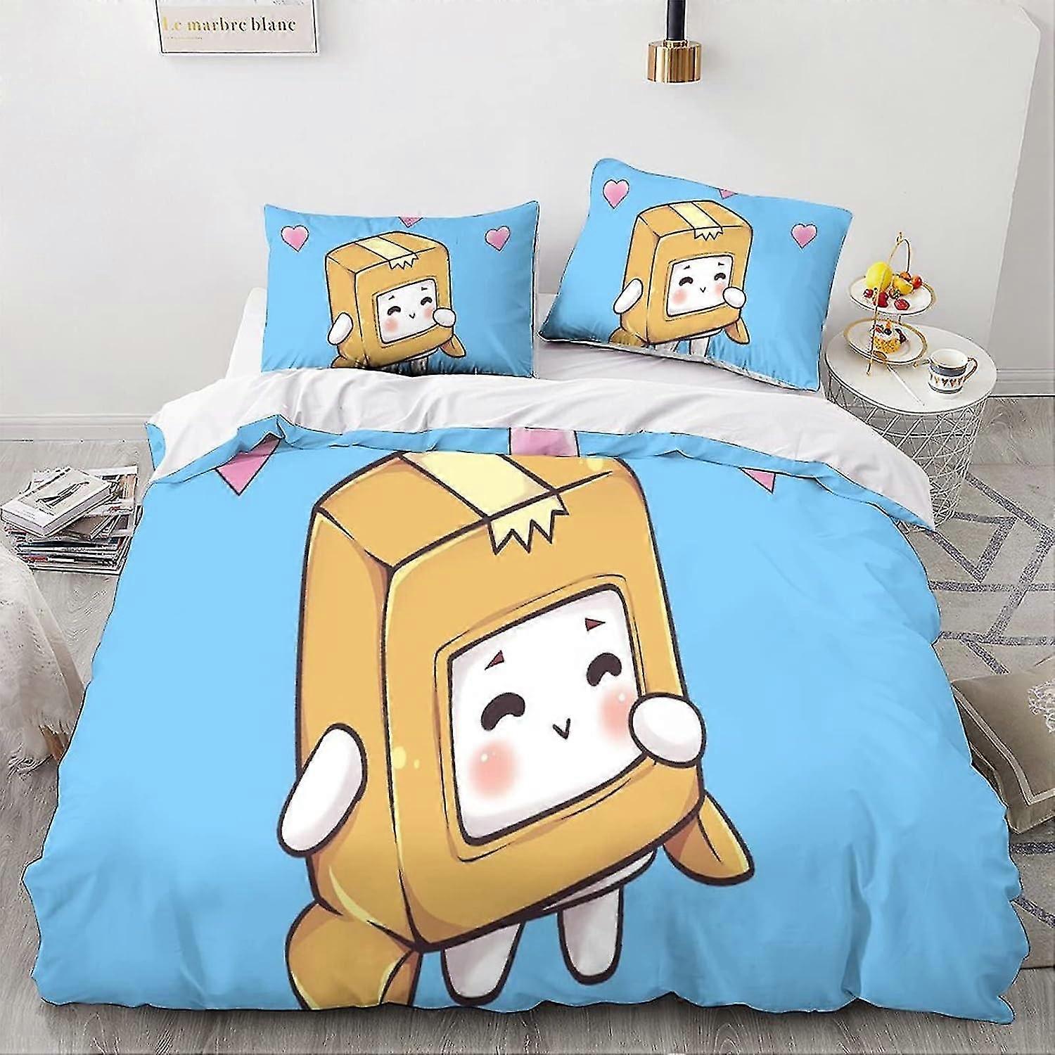 3D Animation Comforter Cover Bedding Set, Soft Microfiber Duvet Cover with Pillowcases 3 Pcs for Childrens and Adults