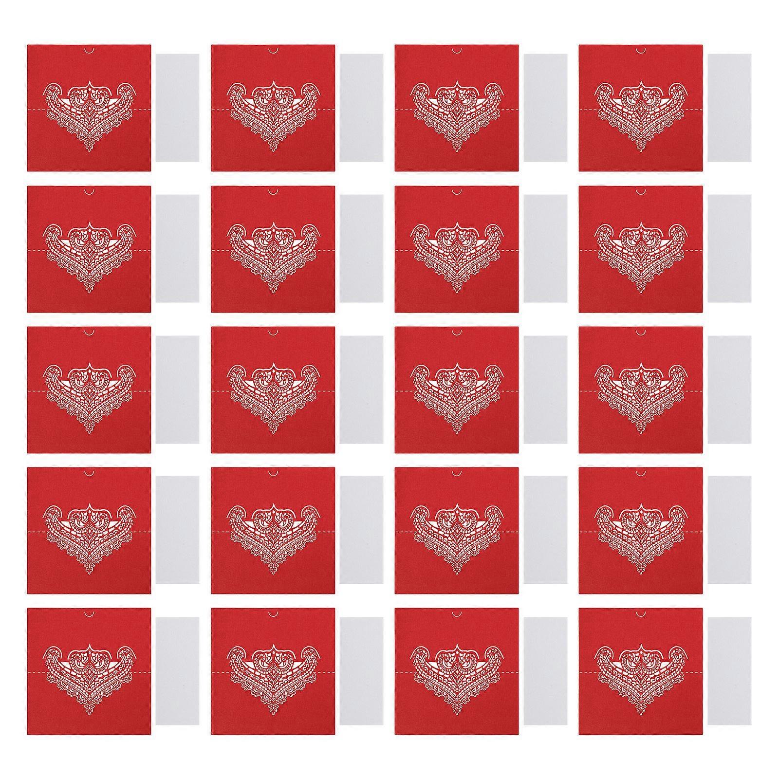 Wedding Tabletop Card Sign Seating Arrangement Various Festivals 3D Lace Design Red With Pearl Luster 20Set