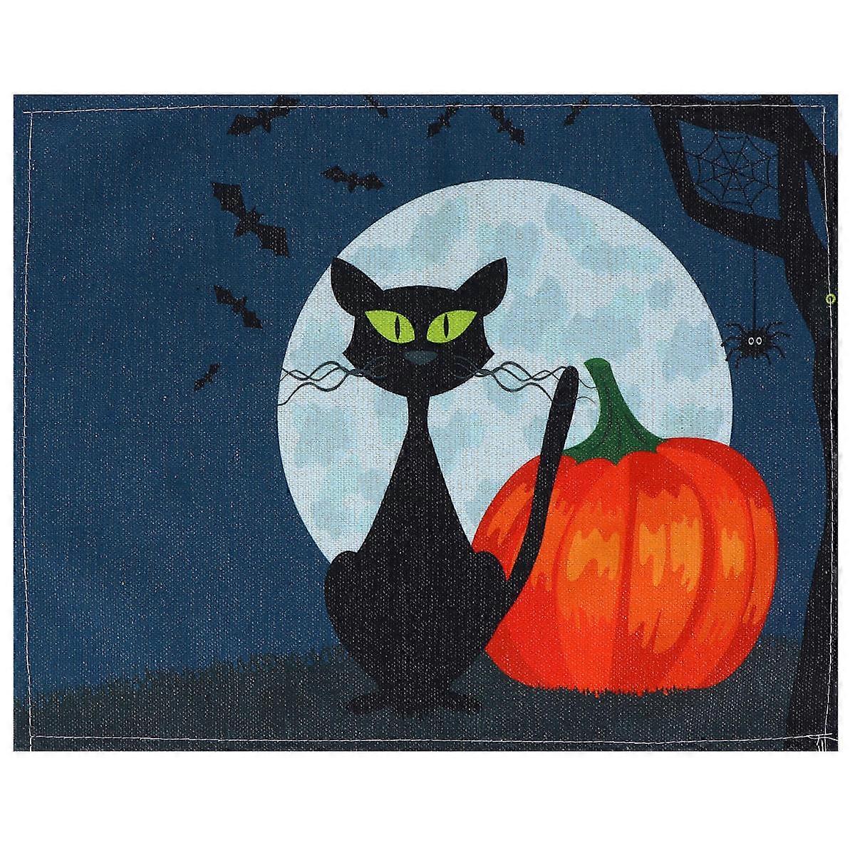 Table Placemat Halloween Parties Home Decoration Orange Cotton Linen 42x32cm 1Pack