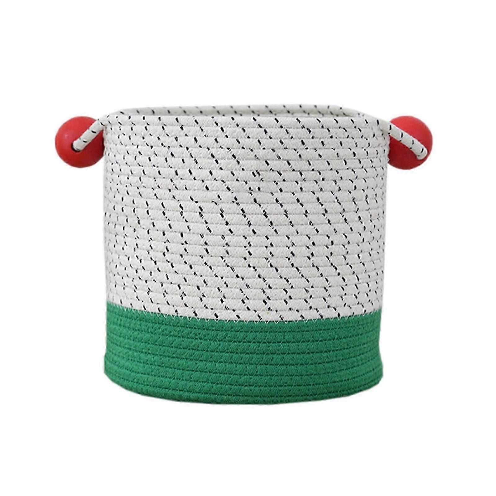 Toy Storage Container Sturdy Cotton Materials Features Convenient Handles Portable for Kids Rooms Keep Space Tidying Green