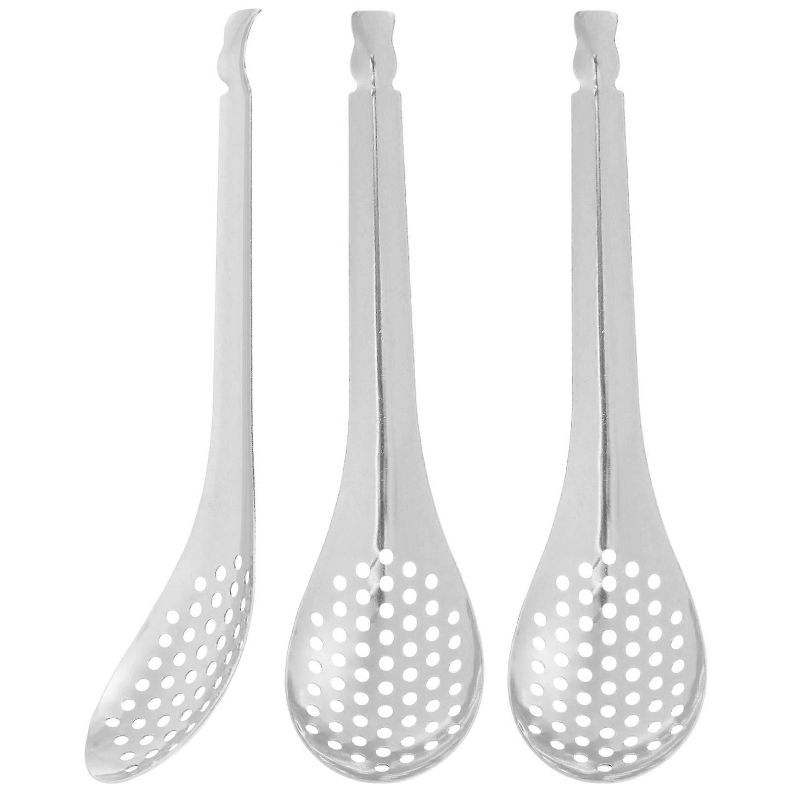 Small Skimmer Spoon Metal Spoons Cooking Ergonomic Handle Design 3Pcs