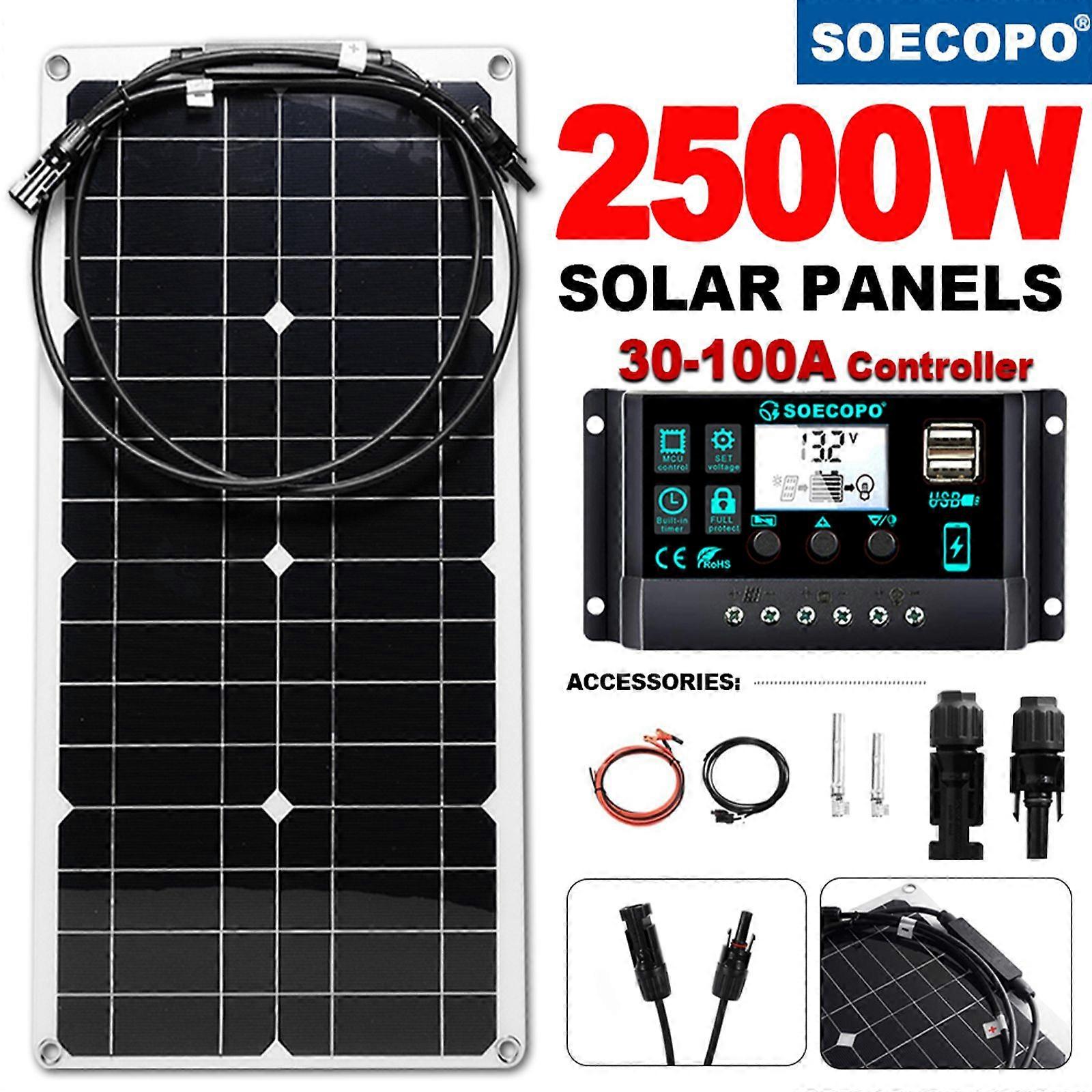 SOECOPO 100A Solar Ki, Flexible Panel + Connector, 13.2V for RV/Boat/Off-Gridsmm