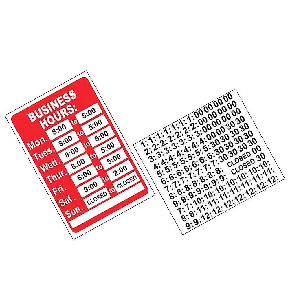 Changeable Store Hours Sign with Number Stickers – Reusable Business Opening Hours Display for Restaurants, Shops, and Retail Windows
