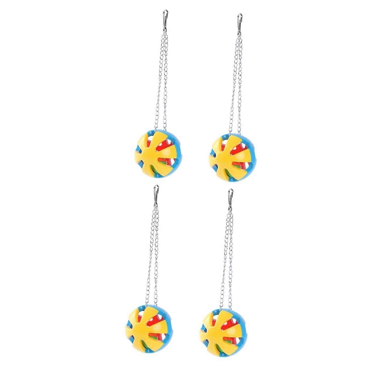 Hanging Parrot Toy Ball Set of 4, Colorful Durable Chew Toys for Birds, 2.5 Inch Diameter, Interactive Pet Activity