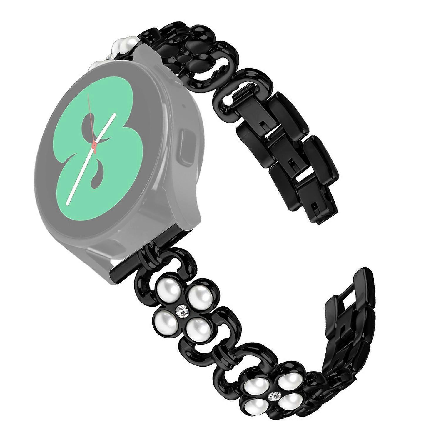 For SyncUP Kids Watch Stainless Steel Replacement Band Pearl Four Leaf Clover Design Watch Strap - B