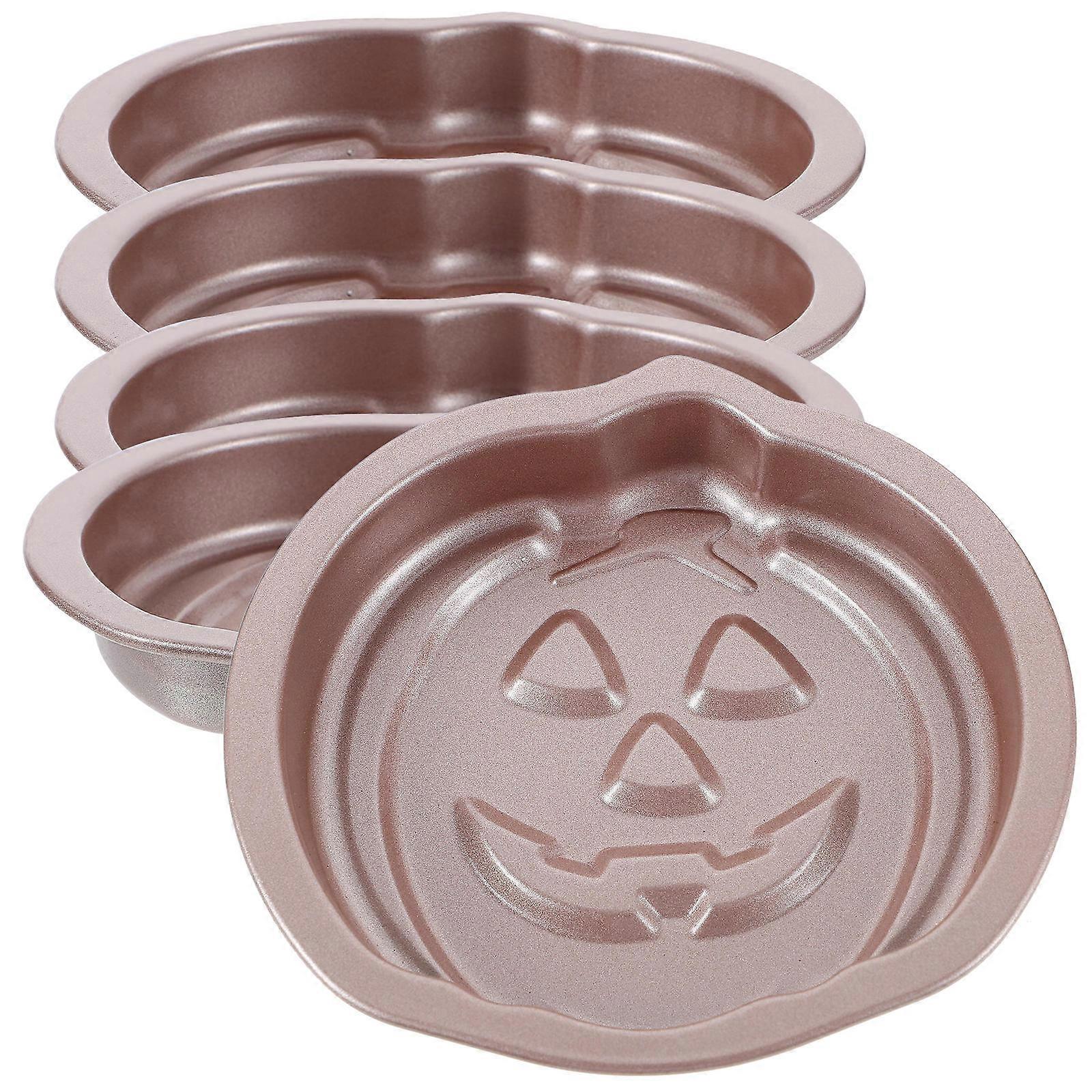 Pumpkin Baking Mold Metal Cake Pan For Home Use Rose Gold 5Pcs