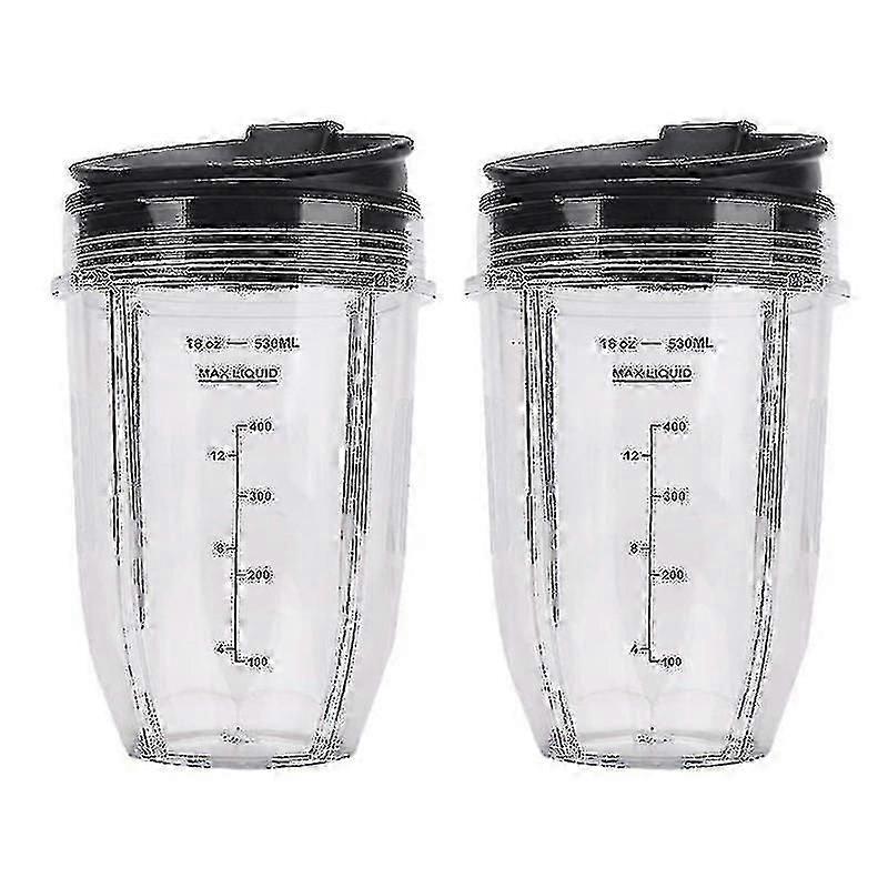 2 Pcs 18oz Replacement Ninja Blender Cups With Lid For Ninja Auto Iq Bl480 Bl642 Bl450 Bl682 Bl480