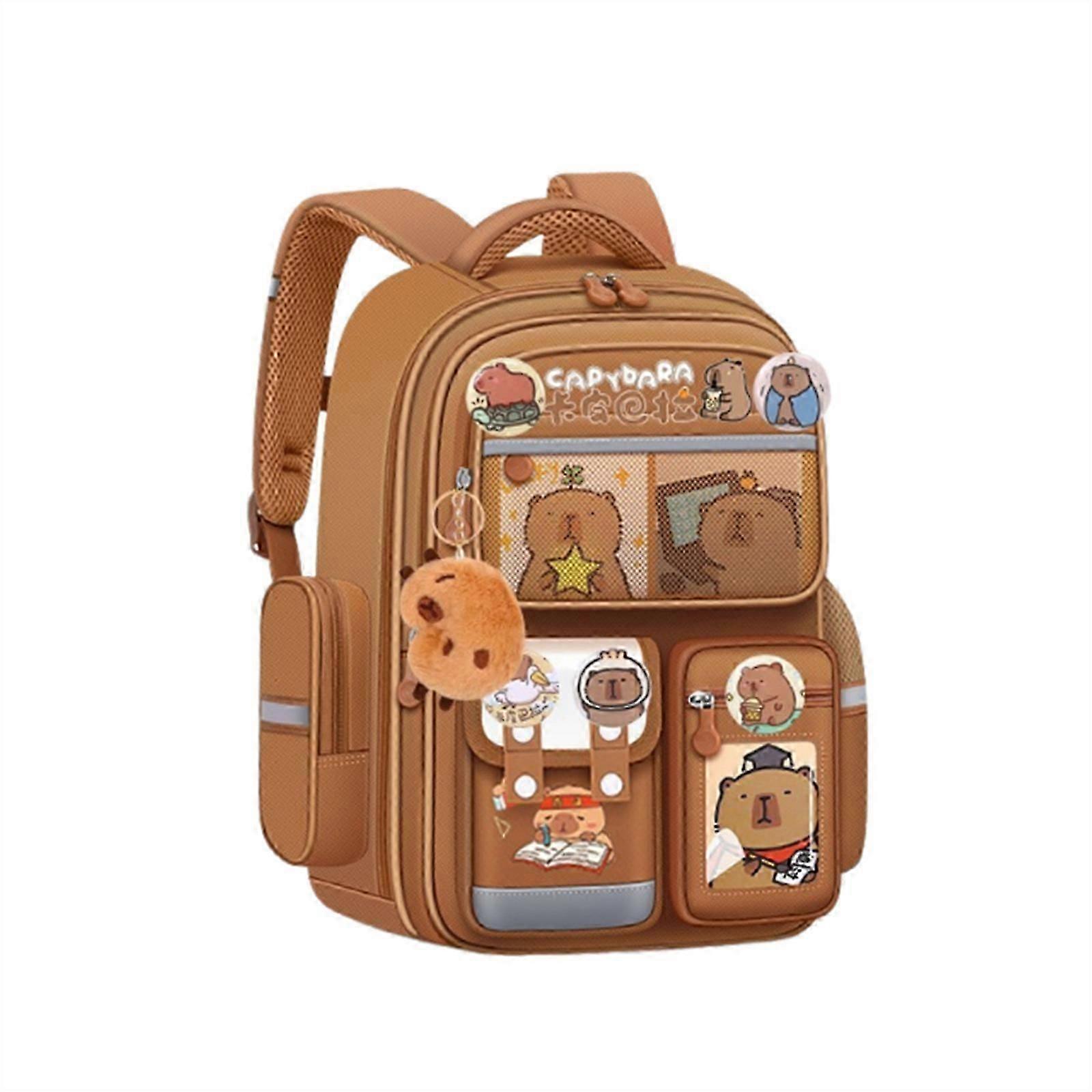 Cartoon Capybara School Backpack Lightweight Book Bag Large Capacity Daypack For Elementary Student Boys & Girls