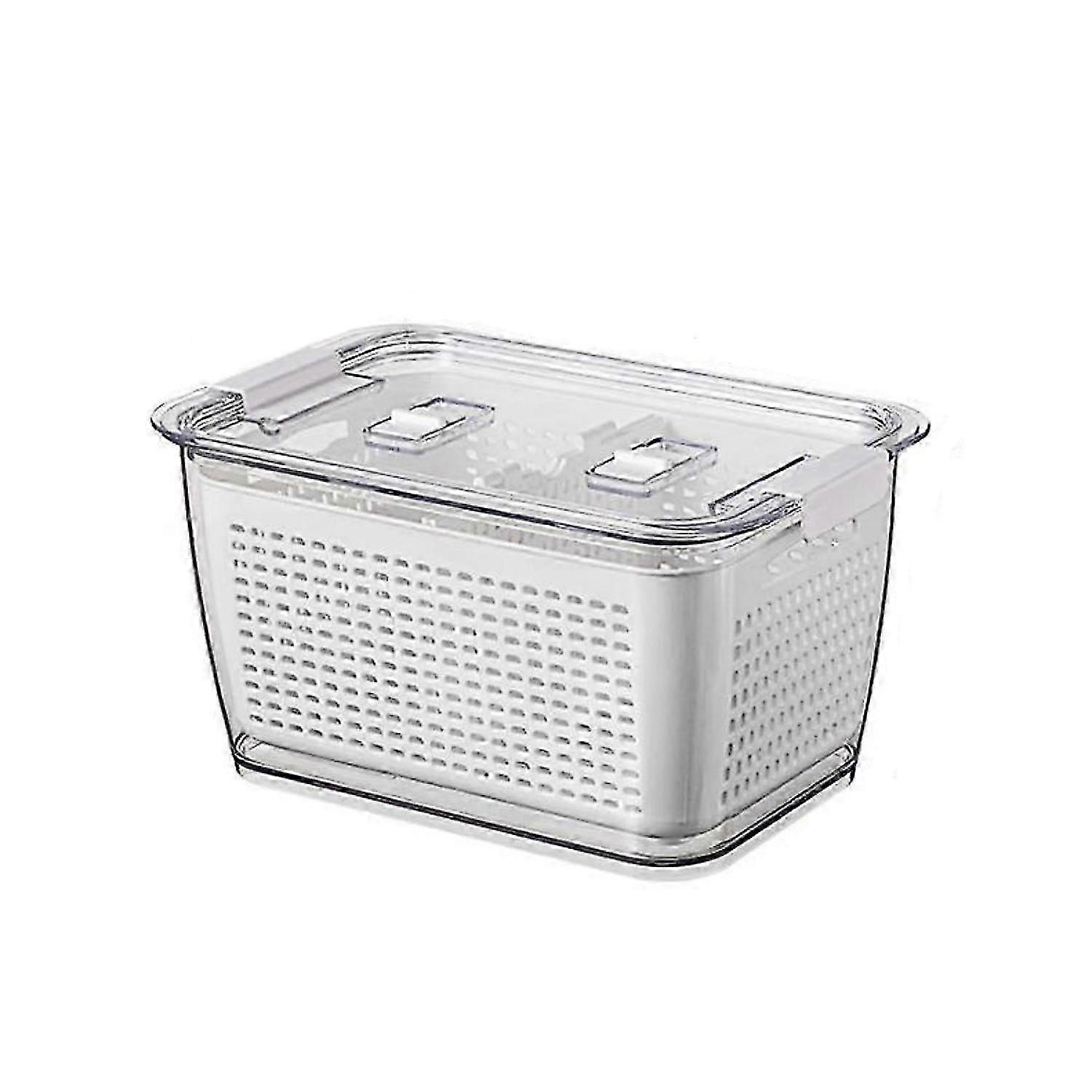 Fresh Produce Vegetable Fruit Storage Container For Refrigerator Draining Crisper With Strainers 2025