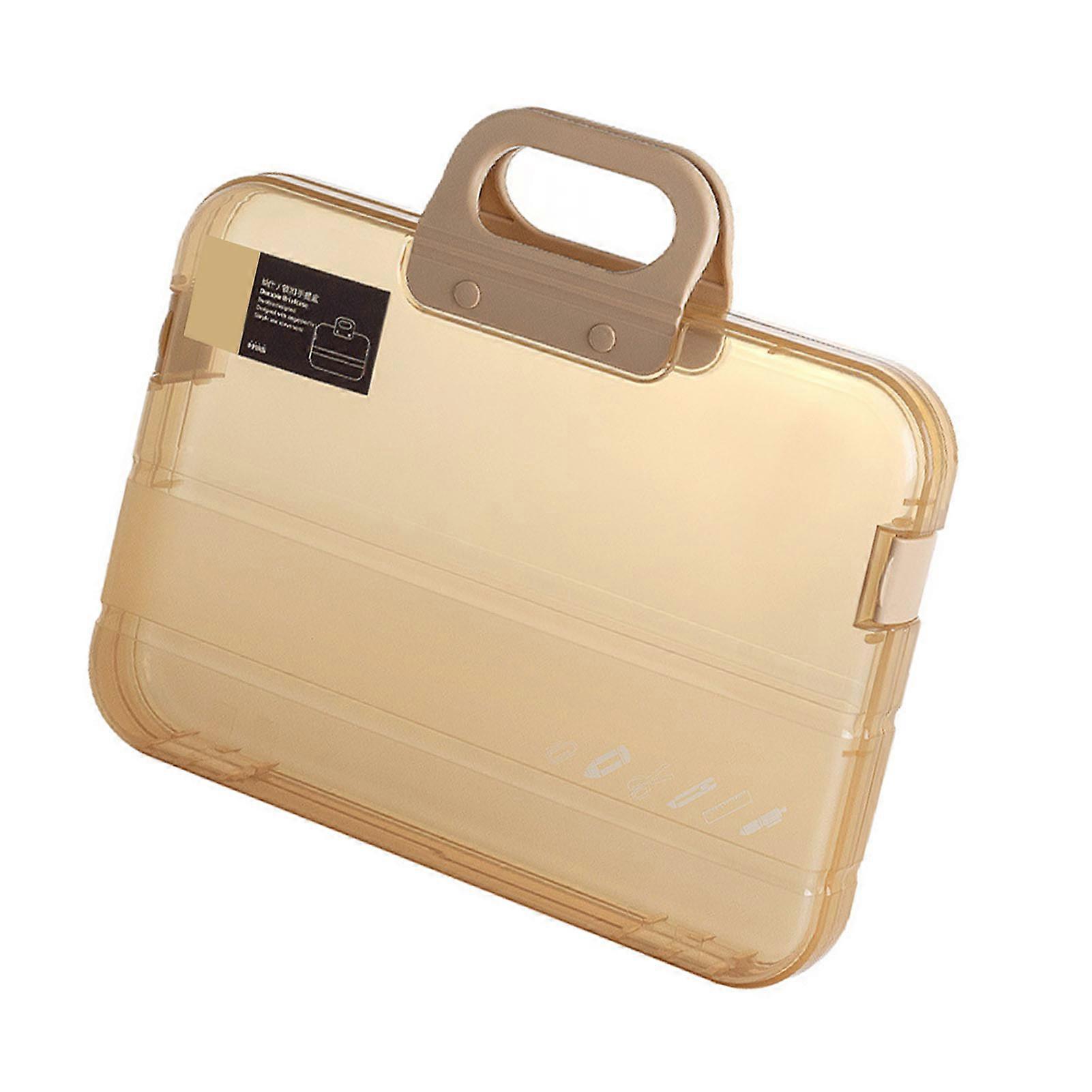 Clear Document Case Multipurpose Large Capacity Dustproof Waterproof A4 File Portable Project Case for Office School Khaki