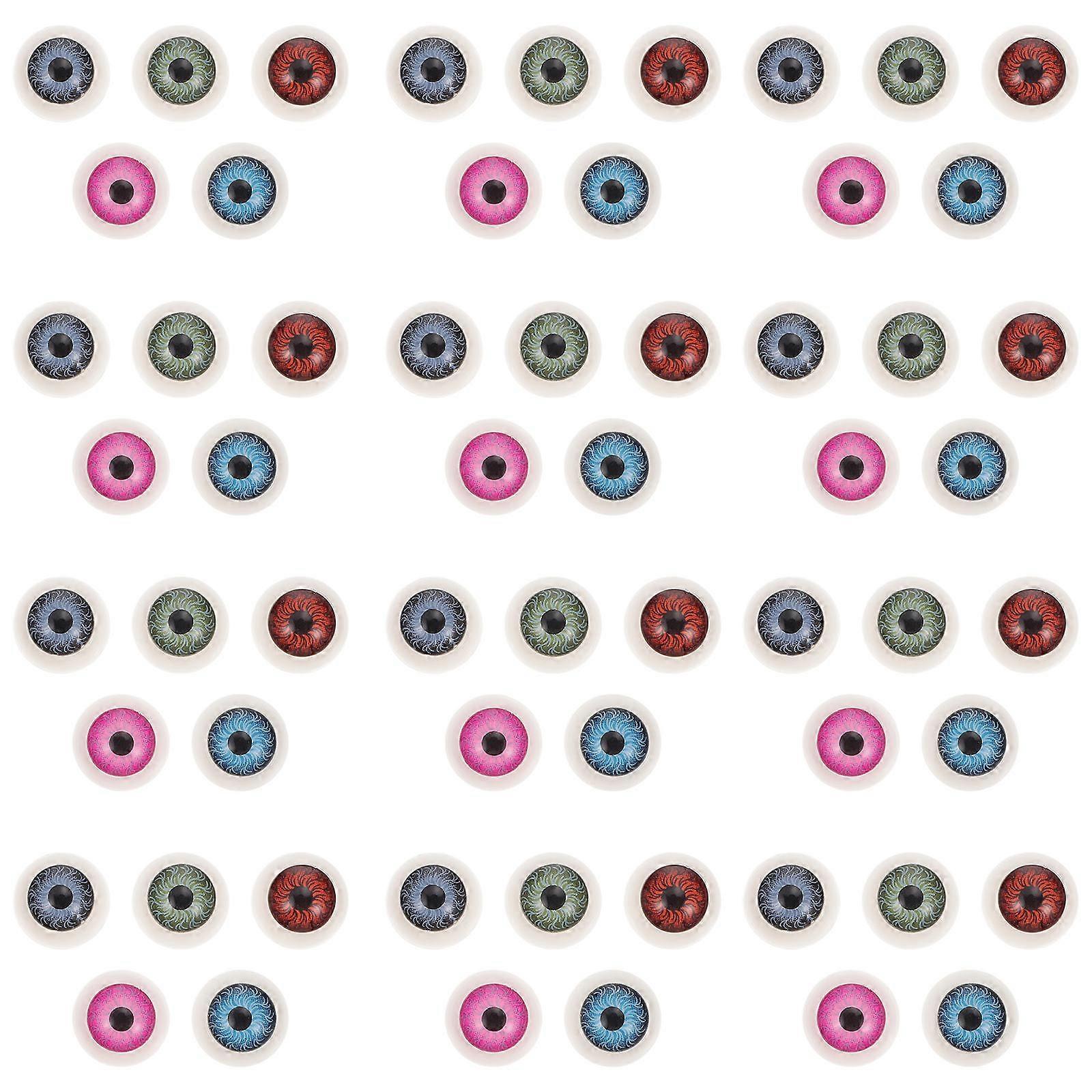 Plastic Eye Balls for Prank Props Decorating Doll Making Assorted Color Half-Round Shape Diy Halloween Parties 100Pcs