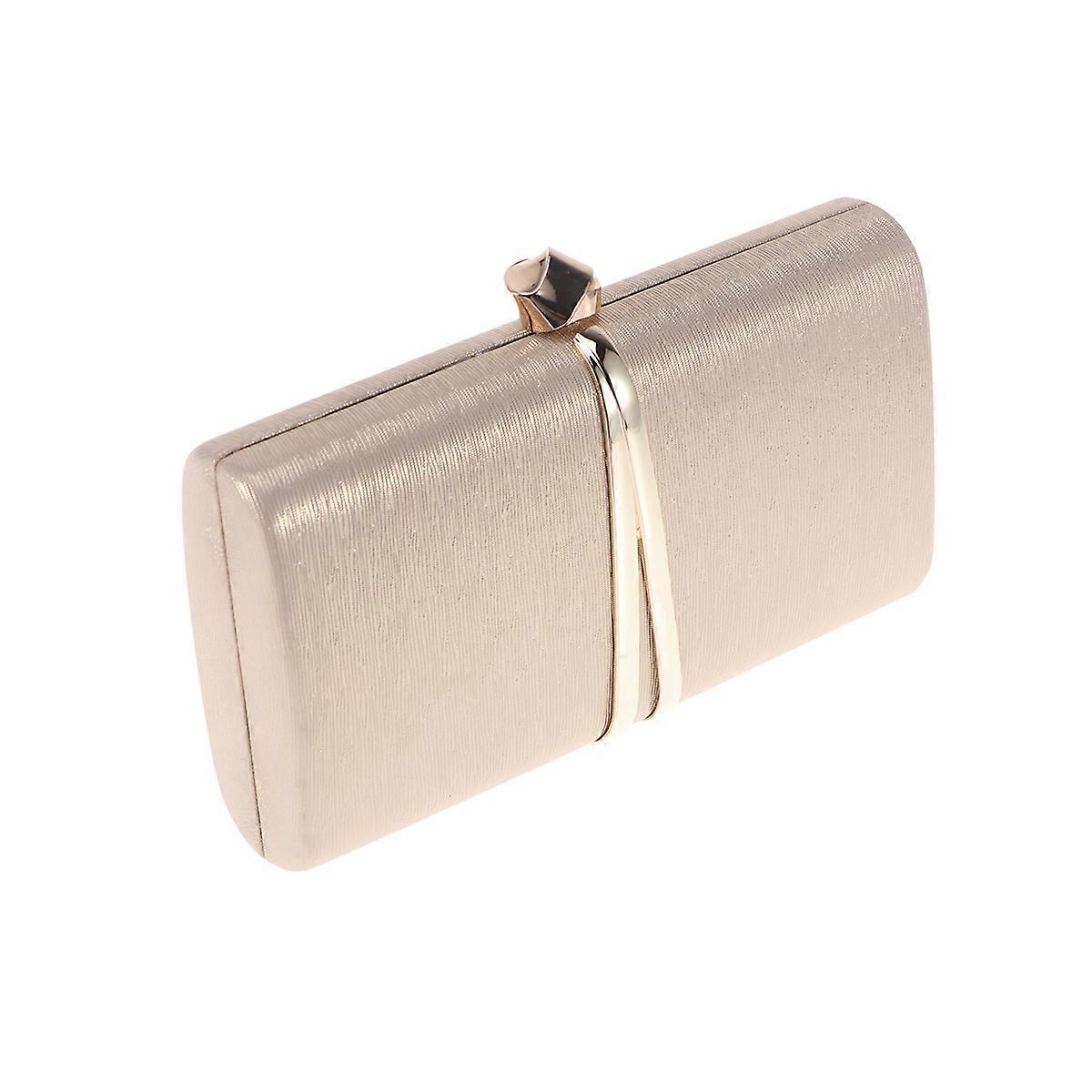 Fashion Clutch Handbag for Women Made of PU with Chain and Embossing Pattern Medium Capacity Golden