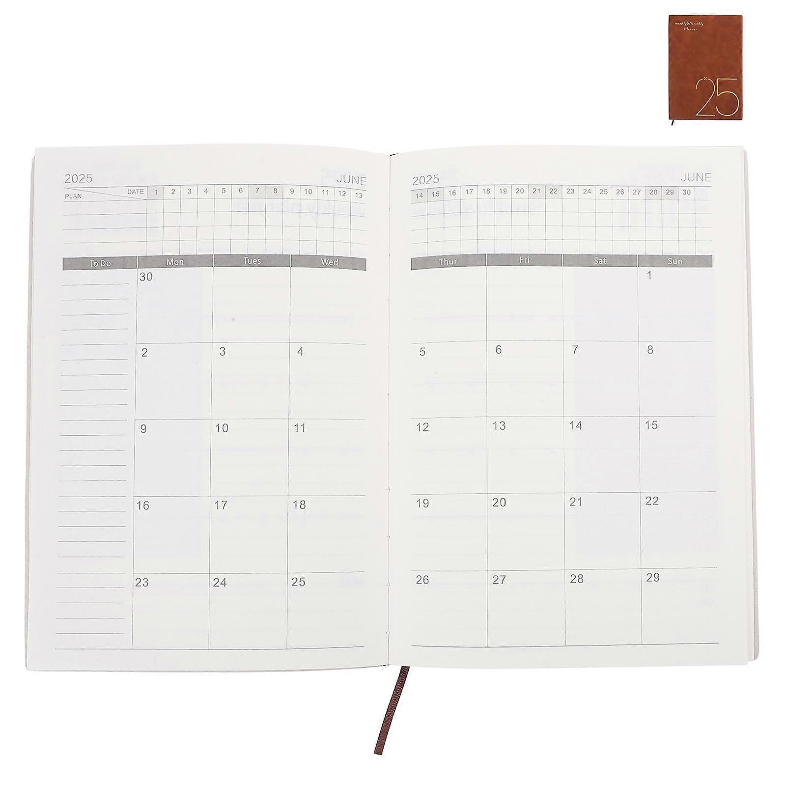 Brown Portable planner Book for Office with Glazed Printing Paper and PU Cover 8.5 x 11 inches