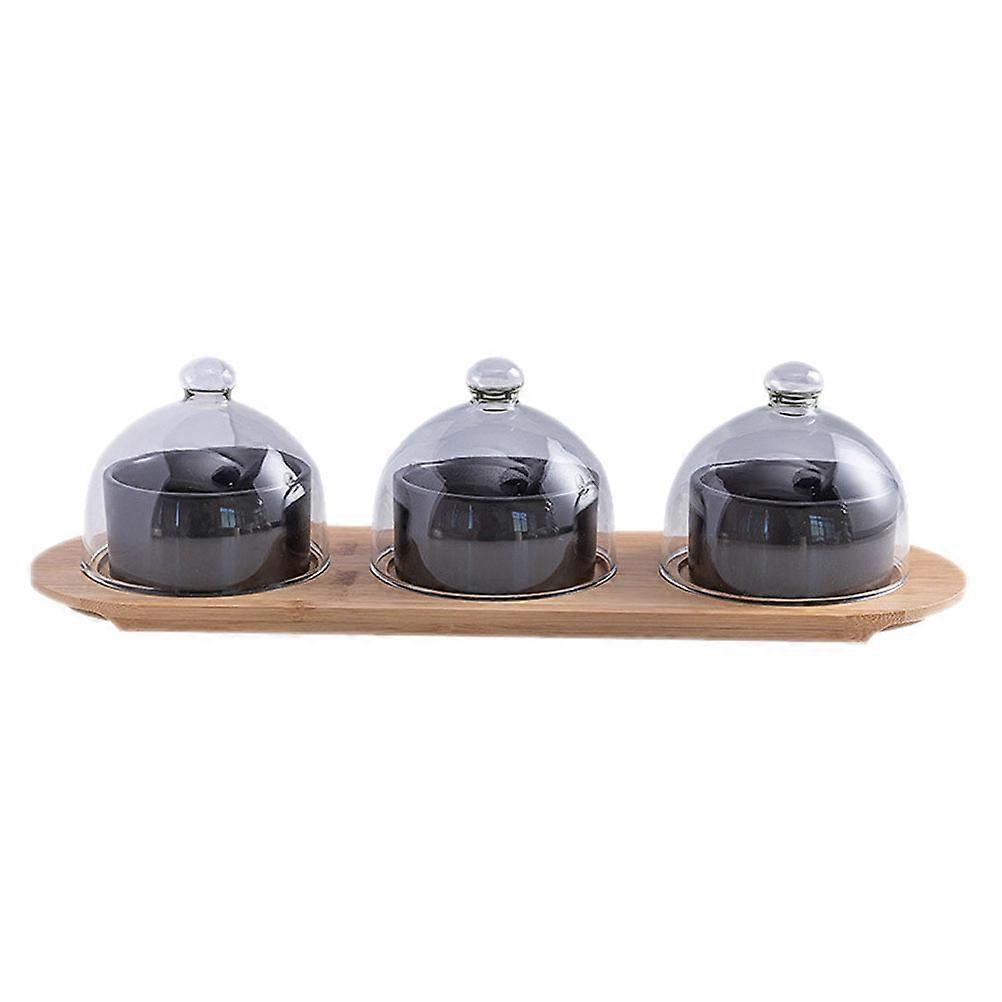 Glass Ceramic Serving Tray with Cover for Home Use Ideal for Snacks and Desserts 1pc Assorted Color