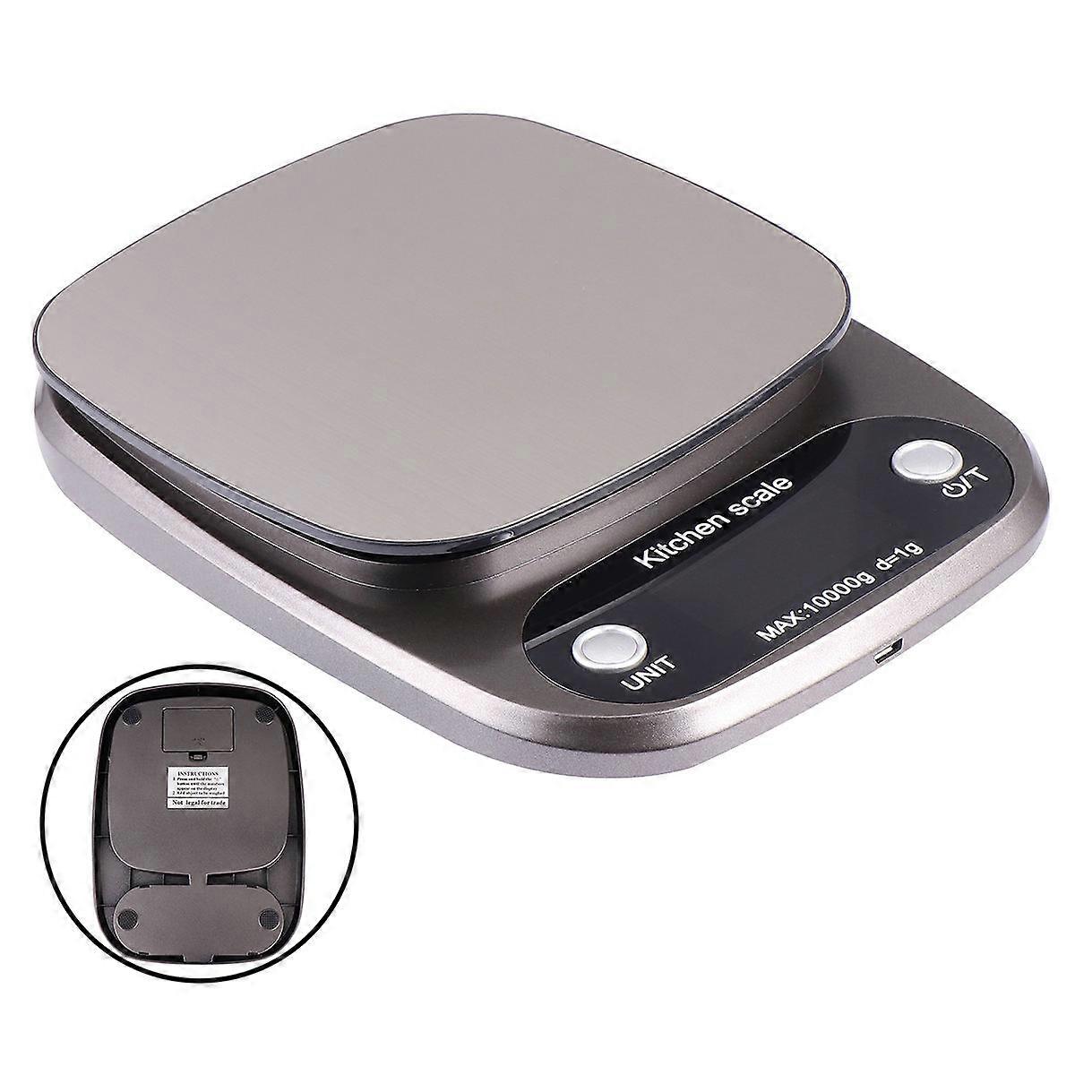 Digital Kitchen Scale with High Precision Sensors for Measuring Use Rechargeable and Portable Stainless Steel Light Grey 10kg/1g